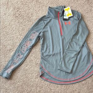 Under Armour Steel Gray and Fiery Red Pullover